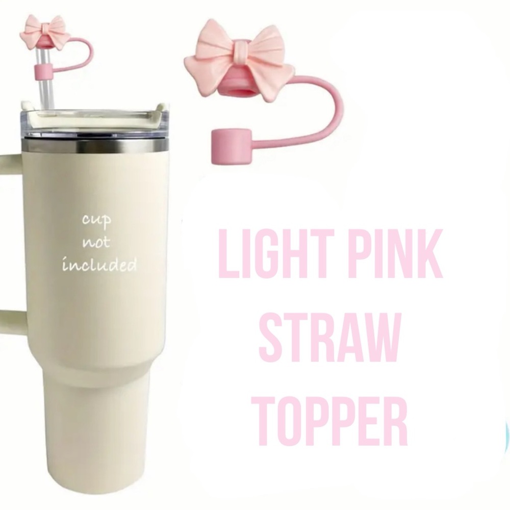 Bow Straw Topper, Fits 10mm Straws, NEW, Light Pink